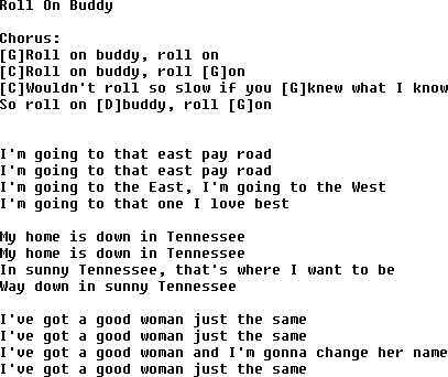 Bluegrass songs with chords - Roll On Buddy